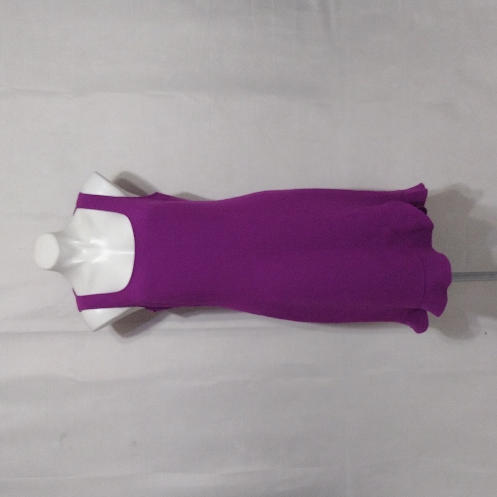 Teri Jon Rickie Freeman Designer Wool Purple Sleeveless Ruffle Hem Elegant Dress